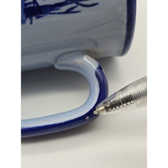 Otagiri Coffee Mug Cup Cobalt Blue on Blue Barn Winter Cabin Scene Made in Japan - Picture 7 of 9